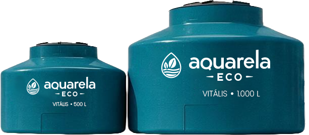 Tanques Vitális Aquarela Eco nos tamanhos 500 e 1.000 litros